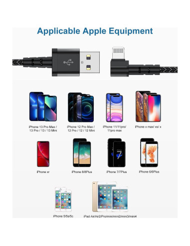 3Pack Cable Lightning Jeenek 1.83m Carga Rápida MFi iPhone