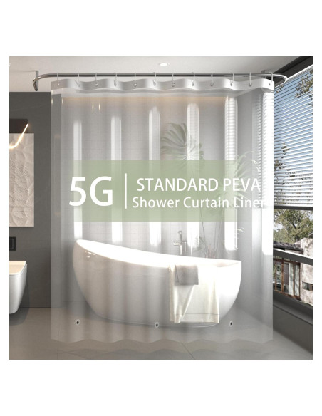 Cortina de Ducha Impermeable Poposa 183x183 cm PEVA Transparente