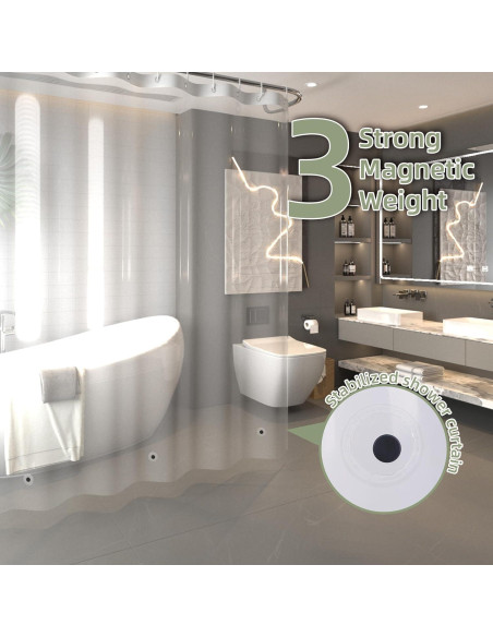 Cortina de Ducha Impermeable Poposa 183x183 cm PEVA Transparente