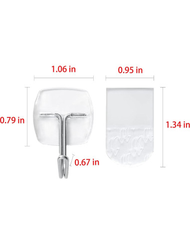 20 Ganchos Transparentes CARAINBO + 25 Tiras Adhesivas