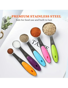 Juego de Tazas y Cucharas Medidoras YUNNKEEY 15 Piezas Acero Inoxidable 2