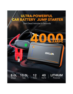 Arrancador de Coche OXILAM Y1 4000A 10L Gasolina 8L Diésel 2