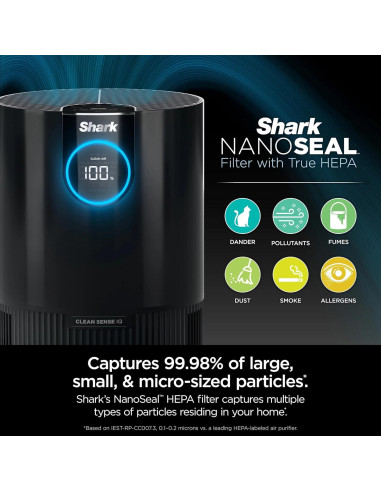 Purificador de aire Shark HP100 con filtro HEPA, 46 m