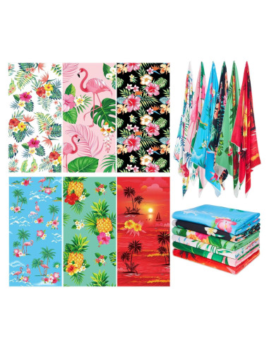 6 Toallas de Playa Microfibra VitalCozy 70x150 cm Hawaianas