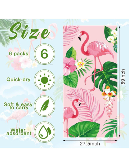 6 Toallas de Playa Microfibra VitalCozy 70x150 cm Hawaianas