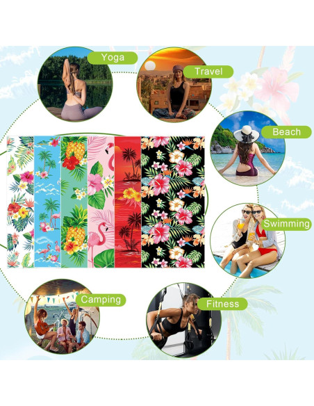 6 Toallas de Playa Microfibra VitalCozy 70x150 cm Hawaianas