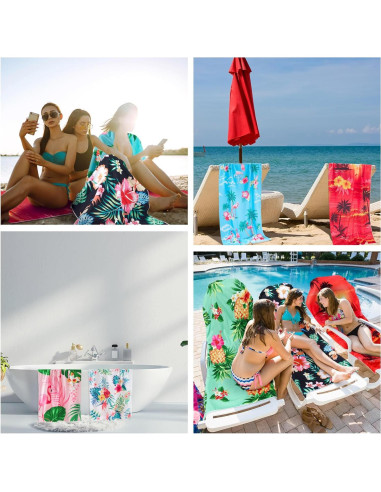 6 Toallas de Playa Microfibra VitalCozy 70x150 cm Hawaianas