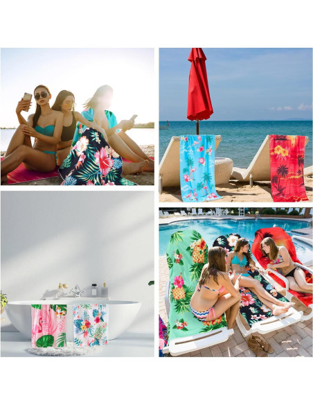 6 Toallas de Playa Microfibra VitalCozy 70x150 cm Hawaianas