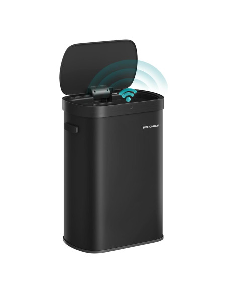 Papelera Automática SONGMICS 50L con Sensor de Movimiento, Acero Inoxidable, Negro