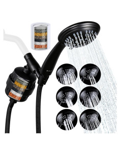 Cabezal de Ducha Filtrado G-Promise 6 Configuraciones Negro Mate
