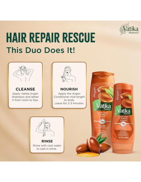 Combo Champú y Acondicionador Vatika Naturals Argan 400ml