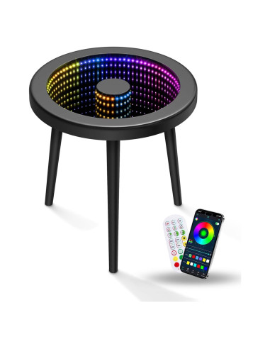 Mesa de Café HANYEE Infinito LED RGB Redonda 50cm Negra