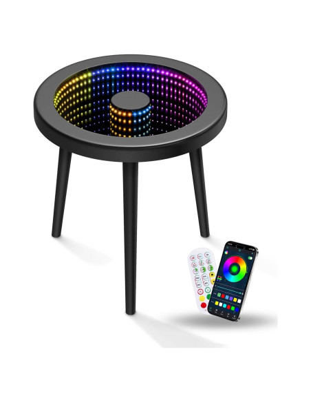 Mesa de Café HANYEE Infinito LED RGB Redonda 50cm Negra
