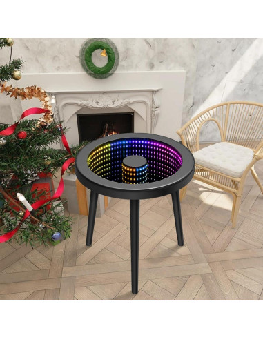 Mesa de Café HANYEE Infinito LED RGB Redonda 50cm Negra