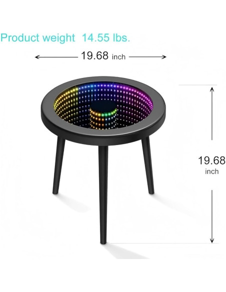 Mesa de Café HANYEE Infinito LED RGB Redonda 50cm Negra