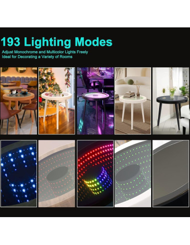 Mesa de Café HANYEE Infinito LED RGB Redonda 50cm Negra