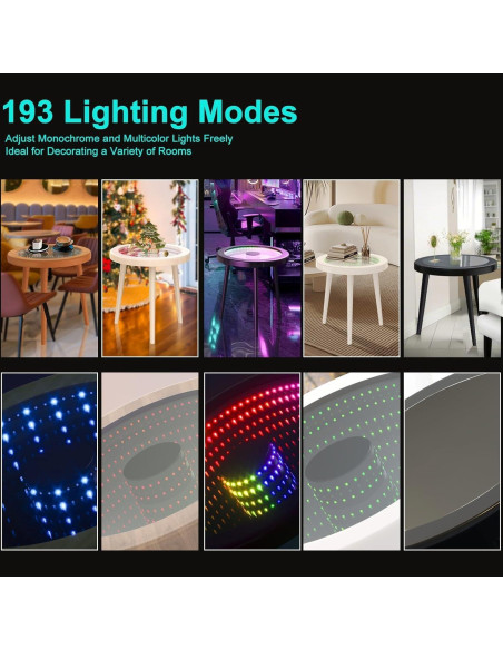 Mesa de Café HANYEE Infinito LED RGB Redonda 50cm Negra