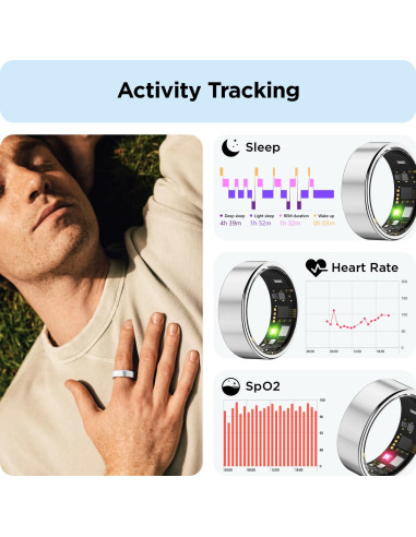 Anillo Inteligente BENIO Gen 2 Plata 9 para Salud y Fitness