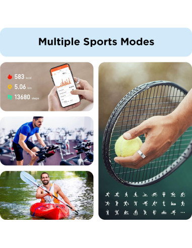 Anillo Inteligente BENIO Gen 2 Plata 9 para Salud y Fitness