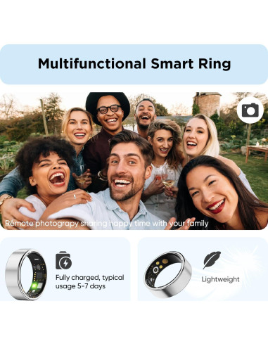 Anillo Inteligente BENIO Gen 2 Plata 9 para Salud y Fitness