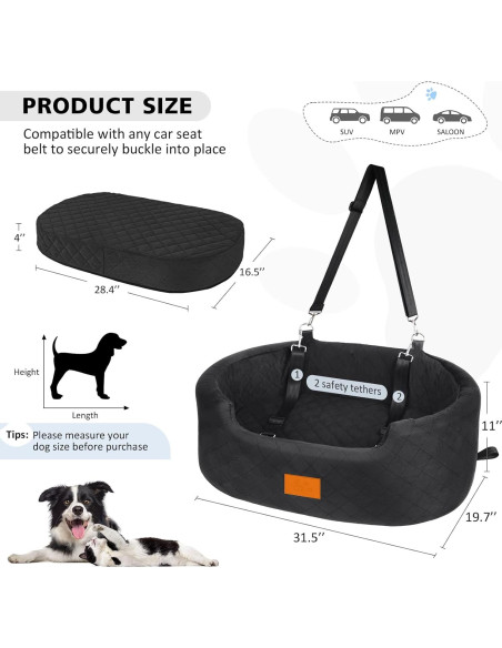 Asiento de Coche Elevador para Perros Medianos Feporen 80x50cm