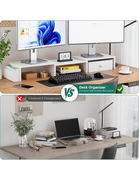 Soporte Doble Monitor VERSASKY Ajustable Ergonómico Blanco