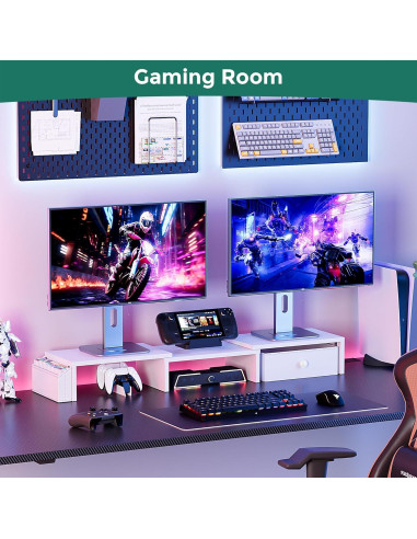 Soporte Doble Monitor VERSASKY Ajustable Ergonómico Blanco