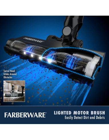 Aspiradora de palo Farberware Clásica 700W con cepillo iluminado