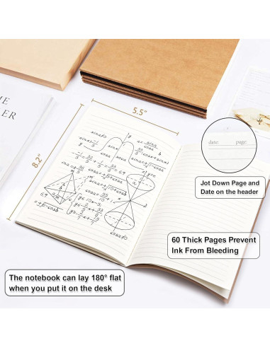 Feela 8 Cuadernos A5 Kraft Rayados 60 Páginas Tapa Blanda