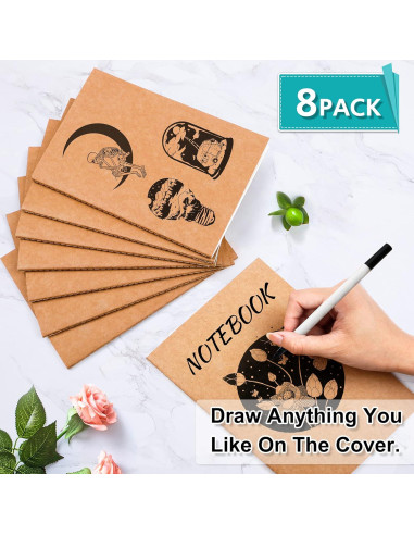 Feela 8 Cuadernos A5 Kraft Rayados 60 Páginas Tapa Blanda