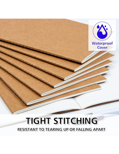 Feela 8 Cuadernos A5 Kraft Rayados 60 Páginas Tapa Blanda