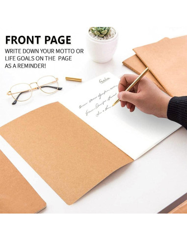 Feela 8 Cuadernos A5 Kraft Rayados 60 Páginas Tapa Blanda