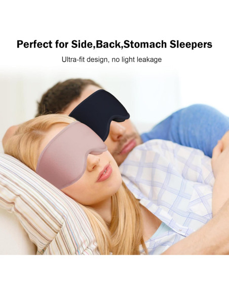 Mascarilla para dormir 3D negra con tapones y correa ajustable Mascarilla para dormir 3D negra con tapones y correa ajustable