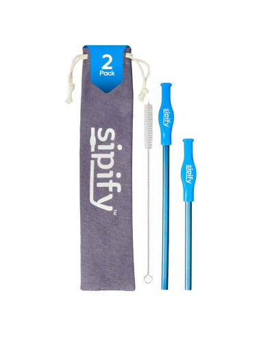 Popote Reutilizable Sipify para Dificultades de Deglución - Paquete de 2