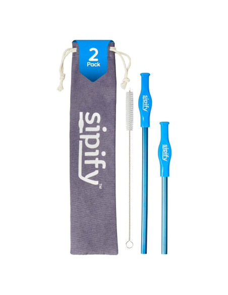Popote Reutilizable Sipify para Dificultades de Deglución - Paquete de 2