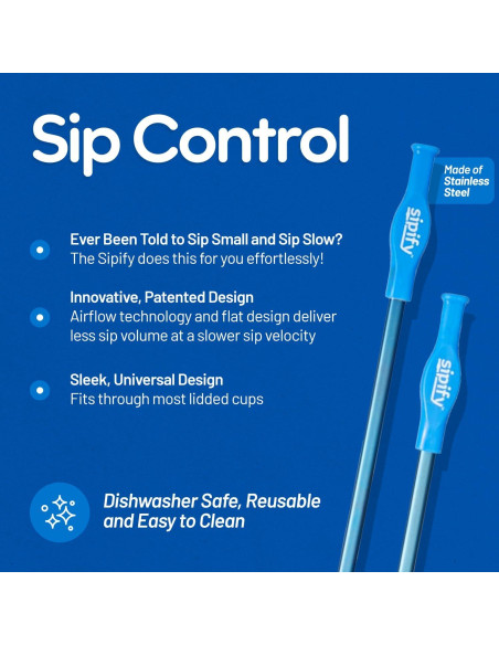 Popote Reutilizable Sipify para Dificultades de Deglución - Paquete de 2