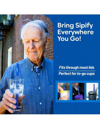 Popote Reutilizable Sipify para Dificultades de Deglución - Paquete de 2