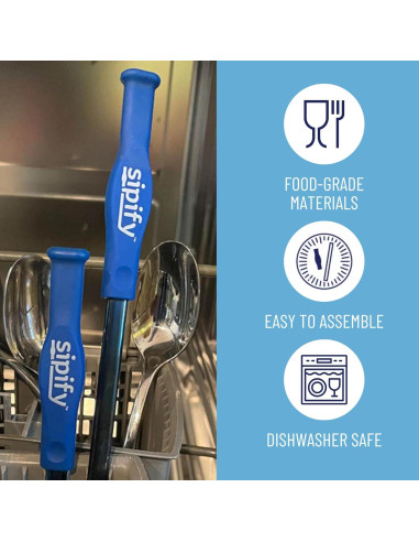 Popote Reutilizable Sipify para Dificultades de Deglución - Paquete de 2