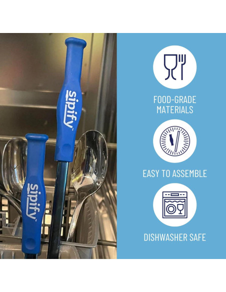 Popote Reutilizable Sipify para Dificultades de Deglución - Paquete de 2