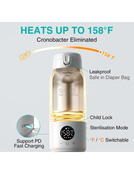 Calentador de Botellas Portátil Koalababy 500ml Acero Inoxidable