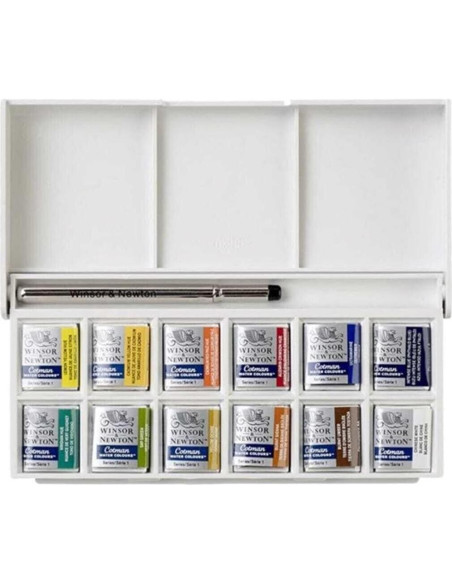 Set de Acuarelas Cotman Winsor & Newton 12 Pastillas y Pincel