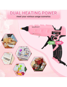 Pistola de Pegamento Caliente ThinkLearn 60/100W Rosa con 15 Barras 2