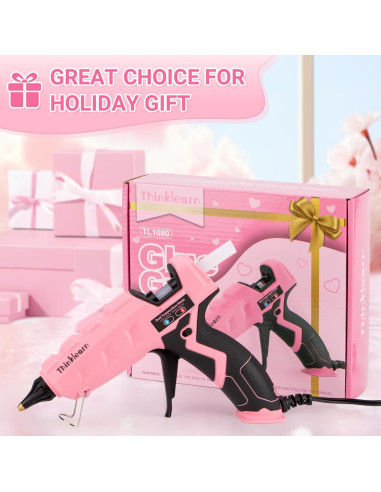 Pistola de Pegamento Caliente ThinkLearn 60/100W Rosa con 15 Barras