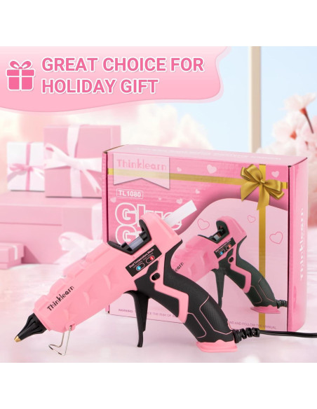 Pistola de Pegamento Caliente ThinkLearn 60/100W Rosa con 15 Barras
