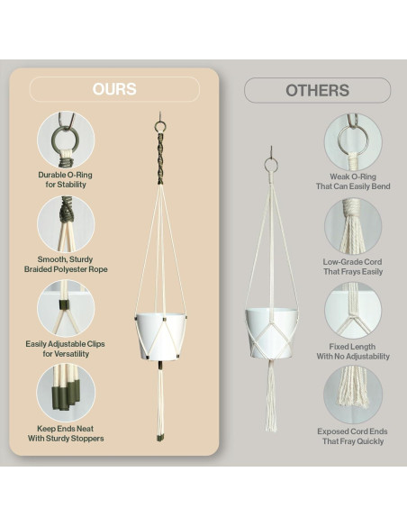 Kit de Macramé para Principiantes LET BE - 3 Colgadores de Plantas