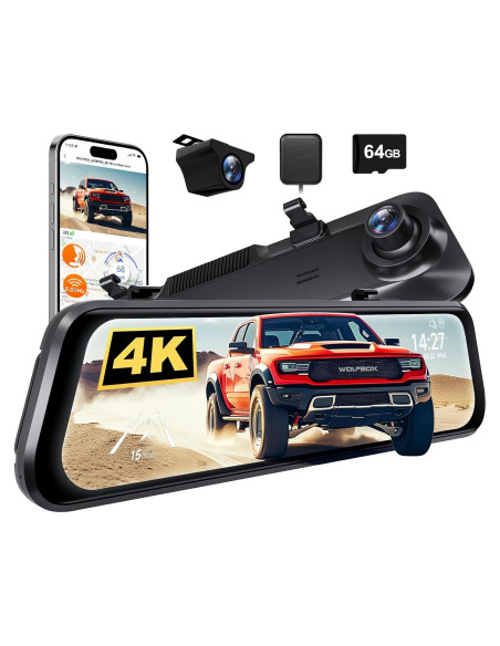 Cámara de tablero espejo WOLFBOX G850 PRO 4K con ADAS