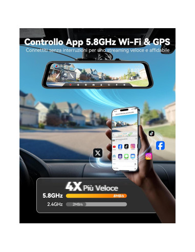 Cámara de tablero espejo WOLFBOX G850 PRO 4K con ADAS