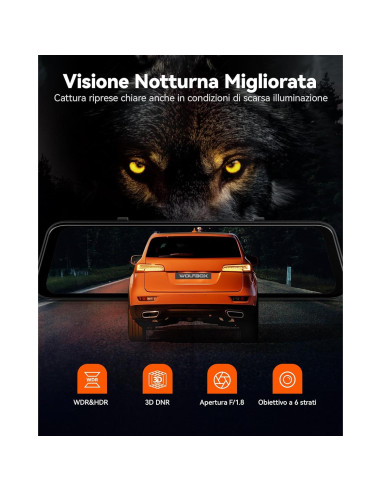 Cámara de tablero espejo WOLFBOX G850 PRO 4K con ADAS