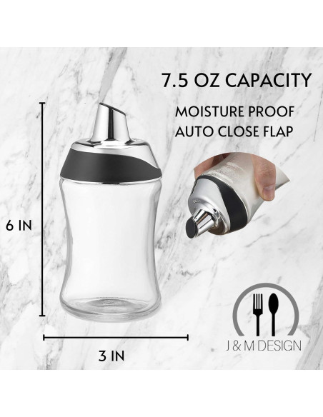 Dispensador de Azúcar J&M DESIGN 211g Vidrio y Cromo