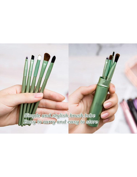 Juego de Brochas de Maquillaje de Ojos AKOAK 5 Piezas Verde